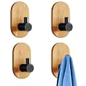 Boniry 4 PCS Wooden Wall Hanging Hook, Wall Heavy Duty Home Decor Items, Best Use for Bathroom Essential and Kitchen Accessories Items, Bath Towel Hook