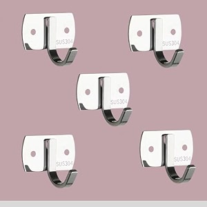 boniry 5 pcs cloth hanger for steel wall hanger for clothes door hooks for clothes bathroom and door cloth hanger wall mounted hangers for shirts dresses and more 5 hook silver