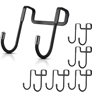 boniry stainless steel 6 pcs universal wardrobe door hooks - towel holder door hanger cupboard hooks - no drilling required