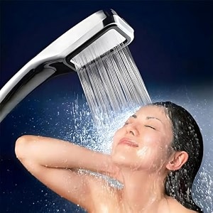boniry bathroom hand shower modern 300-hole handheld shower head high-pressure hand shower for bathroom water-saving design rainfall experience silver rectangular chrome finish