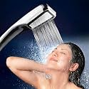 Boniry Bathroom Hand Shower Modern 300-hole Handheld Shower Head, High-pressure Hand Shower For Bathroom, Water-saving Design, Rainfall Experience (Silver, Rectangular Chrome Finish)