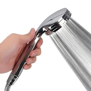 boniry bathroom hand shower modern 300-hole handheld shower head high-pressure hand shower for bathroom water-saving design rainfall experience silver round chrome finish
