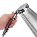 Boniry Bathroom Hand Shower Modern 300-hole Handheld Shower Head, High-pressure Hand Shower For Bathroom, Water-saving Design, Rainfall Experience (Silver, Round Chrome Finish)
