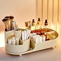 Boniry Makeup Organizer Box | 4 Compartment For Cosmetic Organizer | Quality Storage Box And Organiser | Makeup Organizer Stand For Woman (Cream - Transparent)