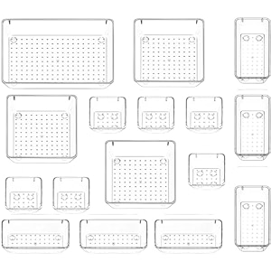 boniry drawer storage organizer 16 pcs  drawer organizer trays set clear plastic storage bins bathroom tray dividers acrylic organizer  dressing table organizer