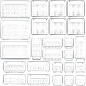 boniry drawer storage organizer 25 pcs  drawer organizer trays set clear plastic storage bins bathroom tray dividers acrylic organizer  dressing table organizer