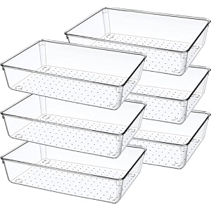 boniry drawer storage organizer 6 pcs  drawer organizer trays set clear plastic storage bins bathroom tray dividers acrylic organizer  dressing table organizer