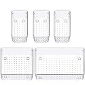 Boniry Drawer Storage Organizer 5 PCS | Drawer Organizer Trays Set Clear Plastic Storage Bins Bathroom Tray Dividers Acrylic Organizer | Dressing Table Organizer