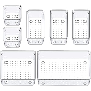 boniry drawer storage organizer 7 pcs  drawer organizer trays set clear plastic storage bins bathroom tray dividers acrylic organizer  dressing table organizer
