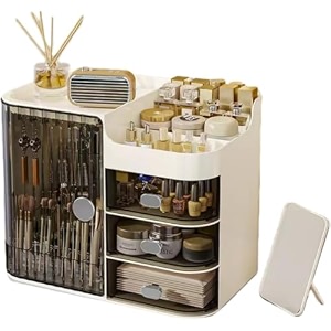 boniry makeup organizer box  4 compartment for cosmetic organizer  quality storage box and organiser  makeup organizer stand for woman cream - transparent