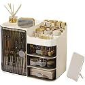 Boniry Makeup Organizer Box | 4 Compartment For Cosmetic Organizer | Quality Storage Box And Organiser | Makeup Organizer Stand For Woman (Cream - Transparent)
