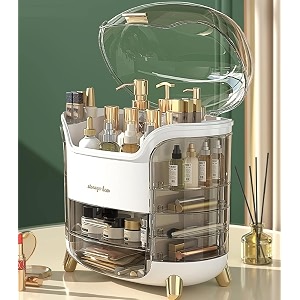 boniry makeup organizer box  countertop cosmetic organizer for woman  transparent clear makeup organizer box  organize for cosmetic products white
