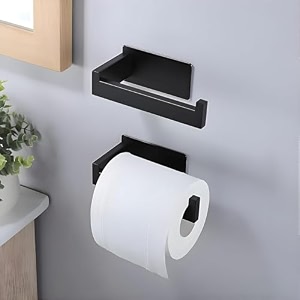 boniry space aluminium tissue paper roll holder kitchen and bathroomtissue paper roll standbathroom and kitchen accessories black 2 pcs
