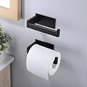 Boniry Space Aluminium Tissue Paper Roll Holder Kitchen and Bathroom/Tissue Paper Roll Stand/Bathroom and Kitchen Accessories (Black) (2 PCS)