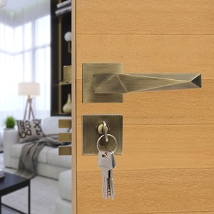 bonkaso 1300 premium zinc heavy duty safe and secure mortise main door lock set with door handle and 3 keys for home office amp hotel - antique brass set of 1 with 70mm lock cylinder
