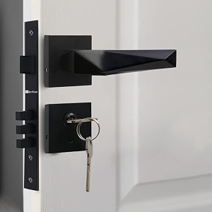 bonkaso 1300 premium zinc heavy duty safe and secure mortise main door lock set with door handle and 3 keys for home office amp hotel - matt black set of 1 with 70mm lock cylinder