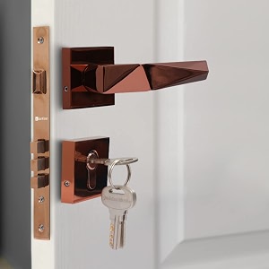 bonkaso 1300 premium zinc heavy duty safe and secure mortise main door lock set with door handle and 3 keys for home office amp hotel - rose gold set of 1 with 70mm lock cylinder