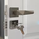 BonKaso 1300 Premium Zinc Heavy Duty Safe and Secure Mortise Main Door Lock Set with Door Handle and 3 Keys for Home, Office &amp; Hotel - (Satin Finish) Set of 1 with 70MM Lock Cylinder