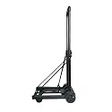 BonKaso 2 Wheels Foldable Travel Luggage Trolley Cart with 35kg Load Capacity | Lightweight Collapsible Hand Truck with Bungee Cord | Portable Luggage Carrier for Travel Office Home Use (Black)
