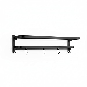 bonkaso 304 stainless steel rectangular towel rack for bathroom  rustproof wall mounted towel holderrodbarhanger for bath towels  space-saving black finish 24 inch