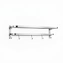 BonKaso 304 Stainless Steel Rectangular Towel Rack for Bathroom | Rustproof, Wall Mounted Towel Rod/Bar/Hanger for Bath Towels | Space-Saving (Chrome Finish, Silver, 24 Inch)