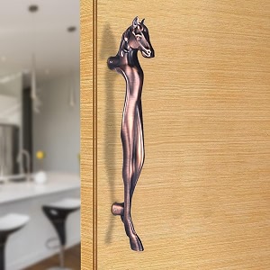 bonkaso 327 aluminum premium horse shape push pull door handle for glass amp wooden door - antique copper matt finish set of 1 12 inch