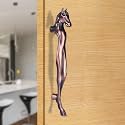 BonKaso 327 Aluminum Premium Horse Shape Push Pull Door Handle for Glass &amp; Wooden Door - Antique Brass, Matt Finish (Set of 1, 12 Inch)