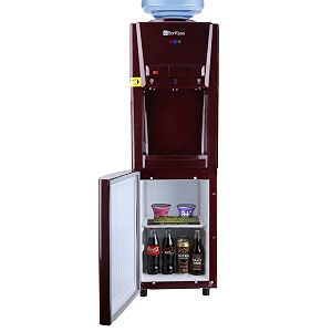 bonkaso blueprint hot amp cold water dispenser 21c top loading with refrigerator maroon