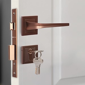 bonkaso f021665 premium zinc heavy duty safe and secure mortise main door lock set with door handle and 3 keys for home office amp hotel - gold set of 1