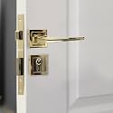 BonKaso F021665 Premium Zinc Heavy Duty Safe and Secure Mortise Main Door Lock Set with Door Handle and 3 Keys for Home, Office &amp; Hotel - (Gold) Set of 1