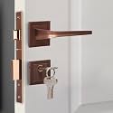 BonKaso F021665 Premium Zinc Heavy Duty Safe and Secure Mortise Main Door Lock Set with Door Handle and 3 Keys for Home, Office &amp; Hotel - (Gold) Set of 1
