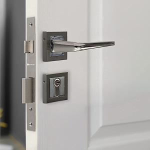 bonkaso f023393 premium zinc heavy duty safe and secure mortise main door lock set with door handle and 3 keys for home office amp hotel - stainless steel finish set of 1
