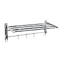 Bonkaso Stainless Steel Folding Towel Rack for Bathroom, 180° Foldable Wall Mounted Towel Holder with 4 Hooks, Rectangular Towel Stand/Bar for Wall, Chrome Finish, Rust-Free, 24 Inch (Pack of 1)