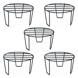 bonkaso premium round anti-rust metal plant stand set pack of 5 - stylish black stands for indoor outdoor and balcony use