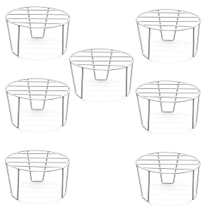 premium bonkaso round anti-rust metal plant stand set pack of 7 - stylish white stands for indoor outdoor and balcony use
