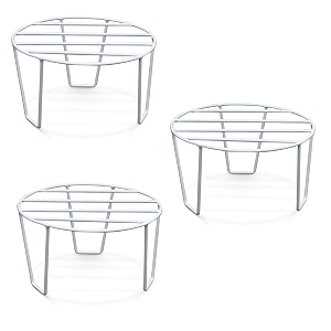 premium bonkaso round anti-rust metal plant stand set pack of 3 - stylish white stands for indoor outdoor and balcony use