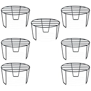 bonkaso premium round anti-rust metal plant stand set pack of 7 - stylish black stands for indoor outdoor and balcony use