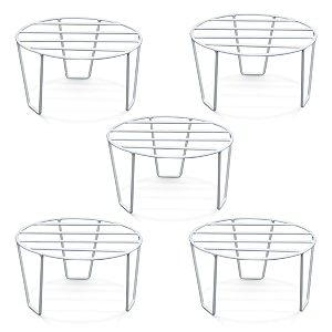 bonkaso premium round anti-rust metal plant stand set pack of 5 - stylish white stands for indoor outdoor and balcony use