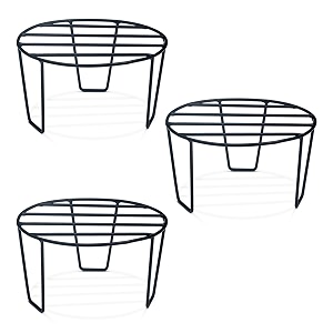 premium bonkaso round anti-rust metal plant stand set pack of 3 - stylish black stands for indoor outdoor and balcony use