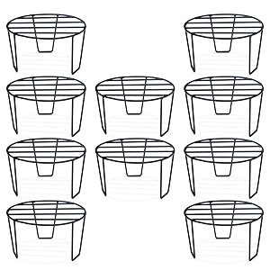 bonkaso premium round anti-rust metal plant stand set pack of 10 - stylish black stands for indoor outdoor and balcony use