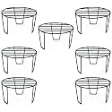 BonKaso Premium Round Anti-Rust Metal Plant Stand Set (Pack of 7) - Stylish Black Stands for Indoor, Outdoor, and Balcony Use