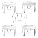 BonKaso Premium Round Anti-Rust Metal Plant Stand Set (Pack of 5) - Stylish White Stands for Indoor, Outdoor, and Balcony Use