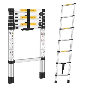 bonkaso vertipro 2m65ft telescopic ladderaluminum ladder 7 stepmultipurpose for home amp outdoor use with self locking mechanismen131 certified max load capacity of 150kg