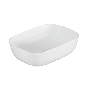 bonkaso white ceramic table top wash basin  rectangular countertop vessel sink  134 x 188 x 53 inch compact vanity basin  glossy finish bathroom sink