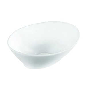 bonkaso white ceramic table top wash basin  oval countertop vessel sink  153 x 13 x 62 inch compact vanity basin  glossy finish modern bathroom sink