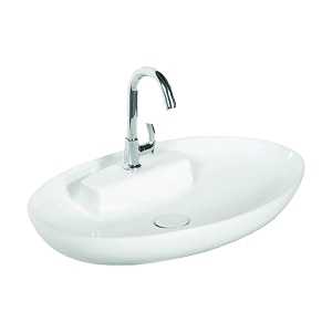 bonkaso white ceramic table top wash basin  large oval countertop vessel sink  17 x 25 x 42 inch vanity basin  glossy finish modern bathroom sink