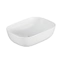 BonKaso White Ceramic Table Top Wash Basin | Rectangular Countertop Vessel Sink | 13.4 x 18.8 x 5.3 Inch Compact Vanity Basin | Glossy Finish Bathroom Sink
