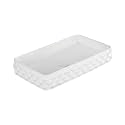 BonKaso White Ceramic Table Top Wash Basin | Large Rectangular Countertop Vessel Sink | 15.2 x 26 x 4.4 Inch Modern Vanity Basin | Glossy Finish Bathroom Sink