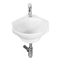 BonKaso White Ceramic Wall Mounted Wash Basin | Oval Bathroom Sink | 16.2 x 13.4 x 5.5 Inch Wall Hung Basin | Space Saving Glossy Finish Durable Wash Basin