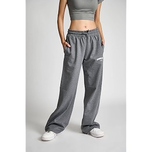 BONKERS CORNER Dark Grey Melange Wide-Leg